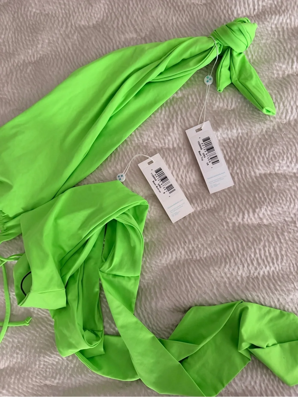Frankie’s Bikinis Bash Set Lime Green Top XS Bottom S